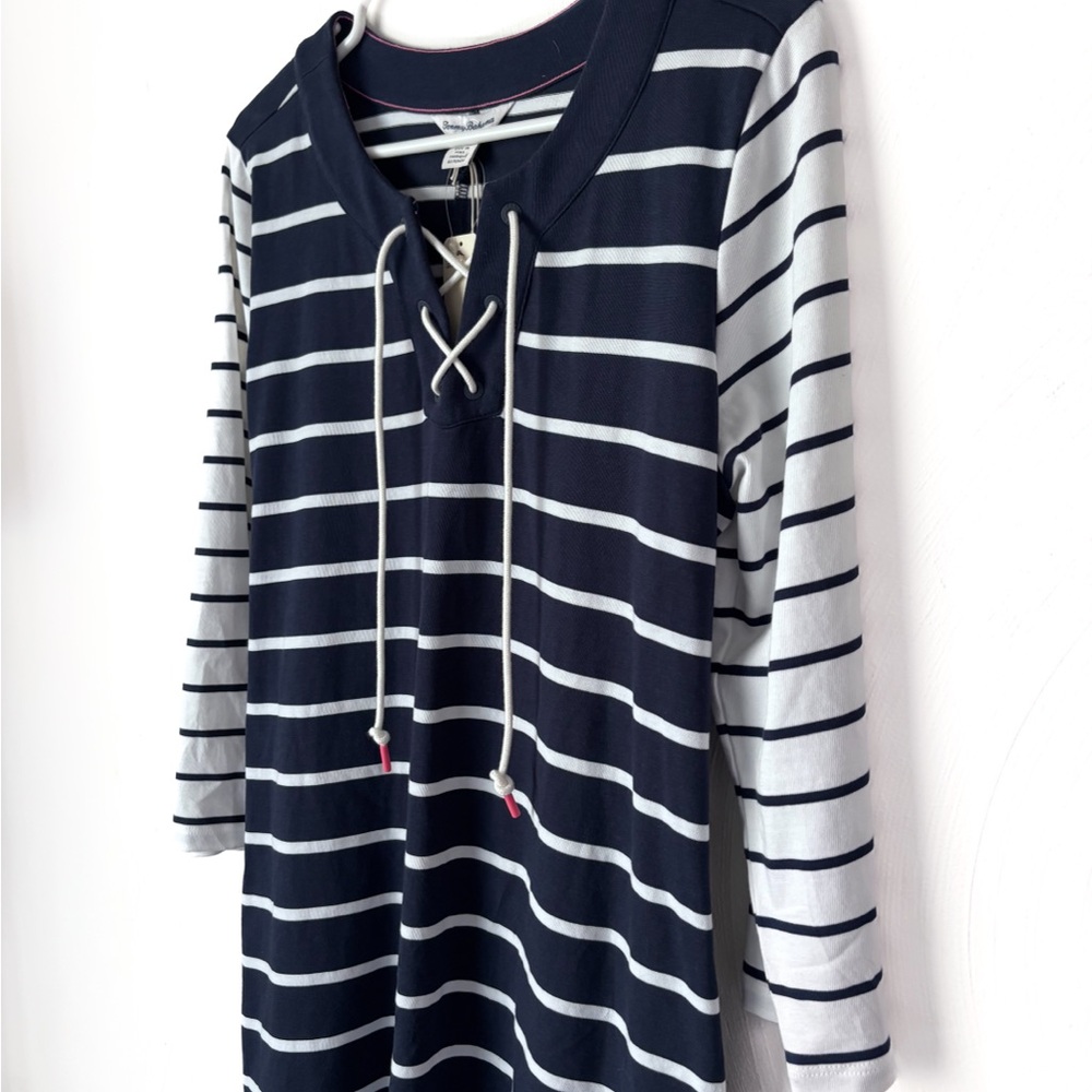 NWT Tommy Bahama Floricita Stripe Shift Dress Navy/White Stripes Size Medium - Picture 3 of 7
